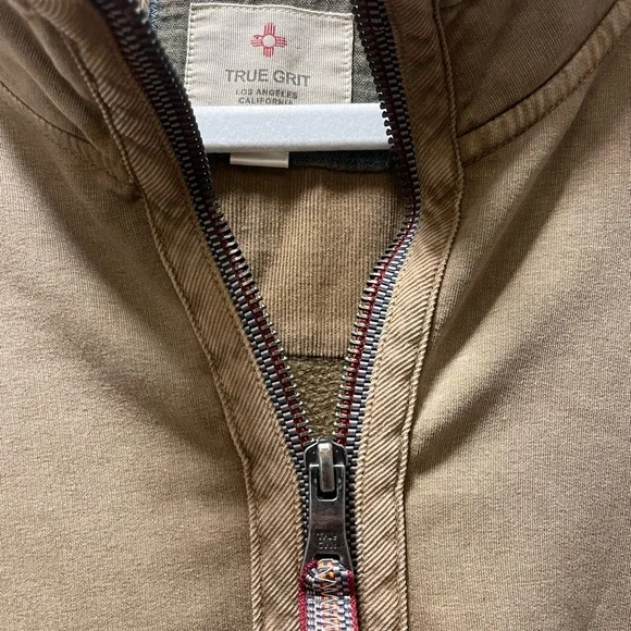 True Grit LA Casual Stylish Quarter Zip-Up Long Sleeve Polo, Men’s Sz L, Brown - Picture 3 of 6